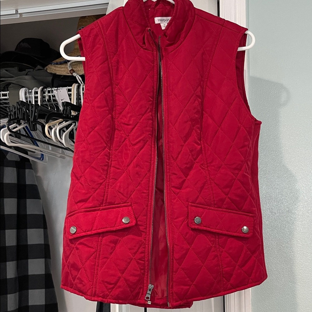 Christopher & Banks Cherry Quilted Vest